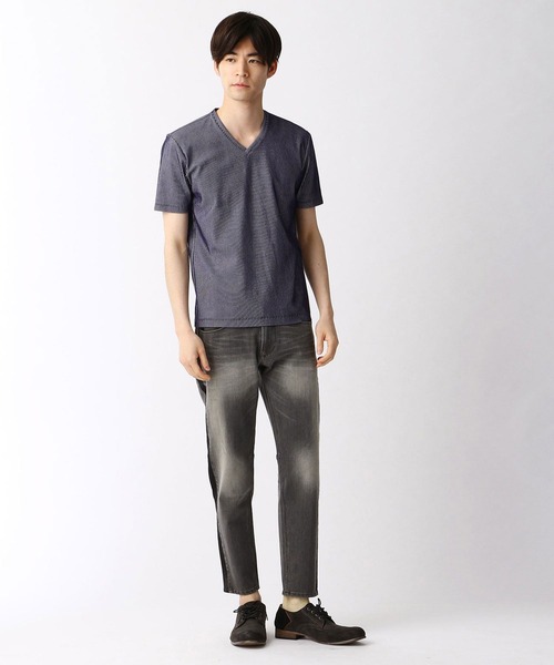 HIDEAWAYS NICOLE（ハイダウェイニコル）の「サイドライン切り替え9分丈デニム（デニムパンツ・メンズ・グレー/ネイビー・MEDIUM/X-LARGE/SMALL/LARGE）」の5枚目の写真