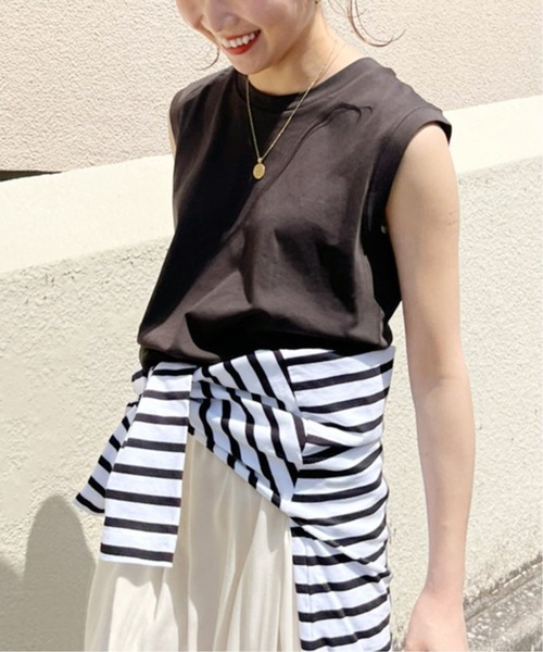 Spick & Span（スピックアンドスパン）の「ANTI SWEATCOOLスリーブレス 汗染み防止 / 接触冷感◆（Tシャツ/カットソー・レディース・ホワイト/ブラック/ベージュ・FREE）」の4枚目の写真