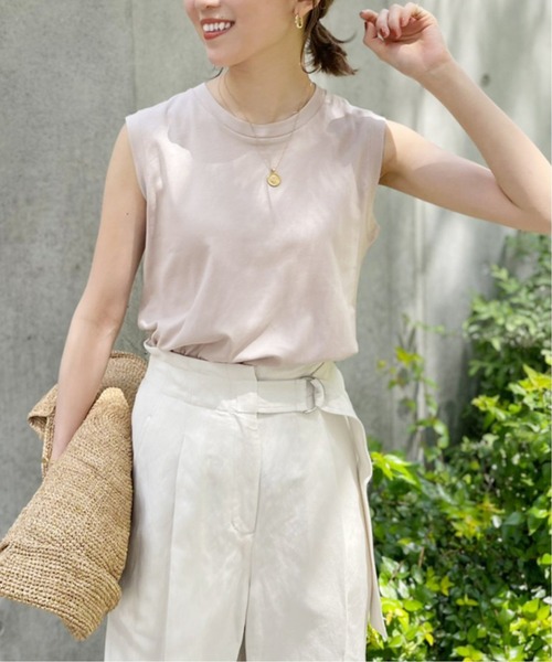 Spick & Span（スピックアンドスパン）の「ANTI SWEATCOOLスリーブレス 汗染み防止 / 接触冷感◆（Tシャツ/カットソー・レディース・ホワイト/ブラック/ベージュ・FREE）」の5枚目の写真