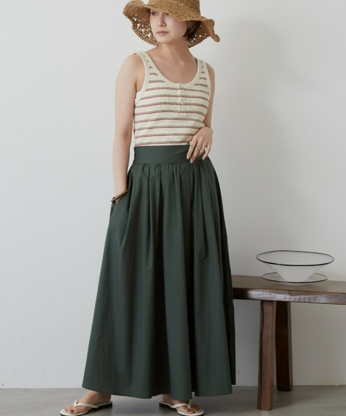 Auntie Rosa Holiday（アンティローザホリデー）の「タイプライターギャザーボリュームスカート（スカート・レディース・ブラック/ベージュ/グリーン・FREE）」の10枚目の写真