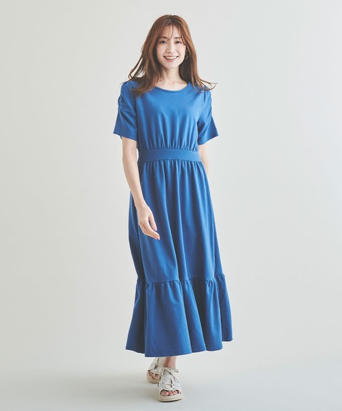 Anuenue（アヌエヌエ）の「裾ティアードフィットアンドフレアワンピース（ワンピース・レディース・ブラック/ブラウン/ブルー・FREE）」の16枚目の写真