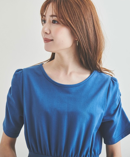 Anuenue（アヌエヌエ）の「裾ティアードフィットアンドフレアワンピース（ワンピース・レディース・ブラック/ブラウン/ブルー・FREE）」の14枚目の写真