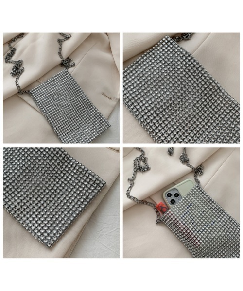 yuue' ( wear )（ユーイ）の「メタリックショルダーバッグ / 斜め掛けスマホケース（ショルダーバッグ・レディース・ブラック/シルバー・FREE）」の12枚目の写真