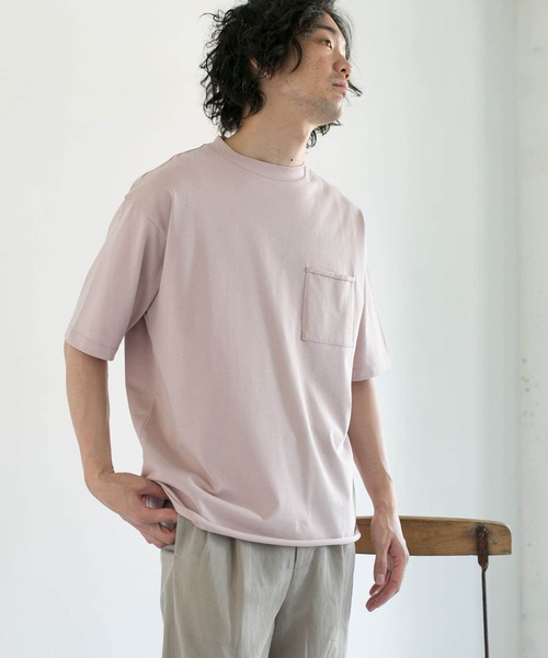 URBAN RESEARCH DOORS(アーバンリサーチドアーズ)の「ニュアンスカラークルーネックTシャツ(Tシャツ/カットソー・メンズ・ナチュラル/ピンク系その他/モカ/ブルー系その他・40/38)」の4枚目の写真