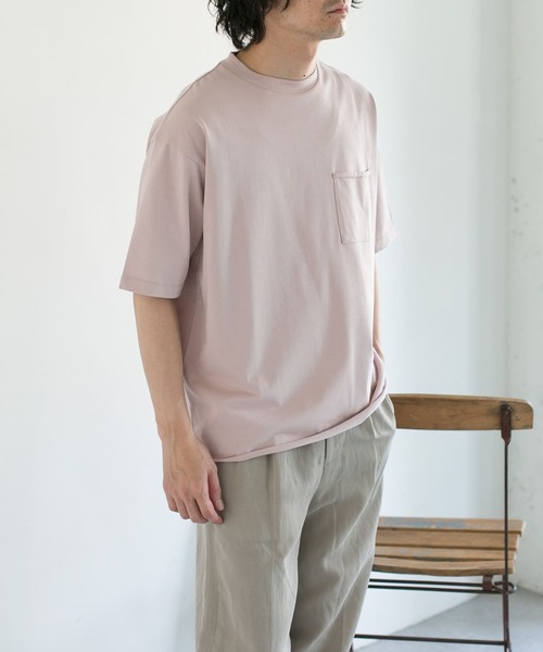 URBAN RESEARCH DOORS(アーバンリサーチドアーズ)の「ニュアンスカラークルーネックTシャツ(Tシャツ/カットソー・メンズ・ナチュラル/ピンク系その他/モカ/ブルー系その他・40/38)」の6枚目の写真