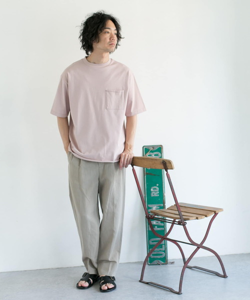 URBAN RESEARCH DOORS(アーバンリサーチドアーズ)の「ニュアンスカラークルーネックTシャツ(Tシャツ/カットソー・メンズ・ナチュラル/ピンク系その他/モカ/ブルー系その他・40/38)」の8枚目の写真