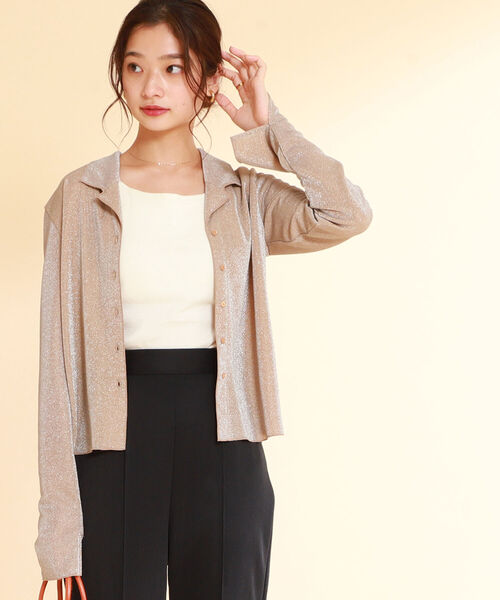 Ray BEAMS（レイビームス）の「Ray BEAMS / ラメ オープンカラー シャツ（シャツ/ブラウス・レディース・ベージュ/オレンジ・ONE SIZE）」の2枚目の写真