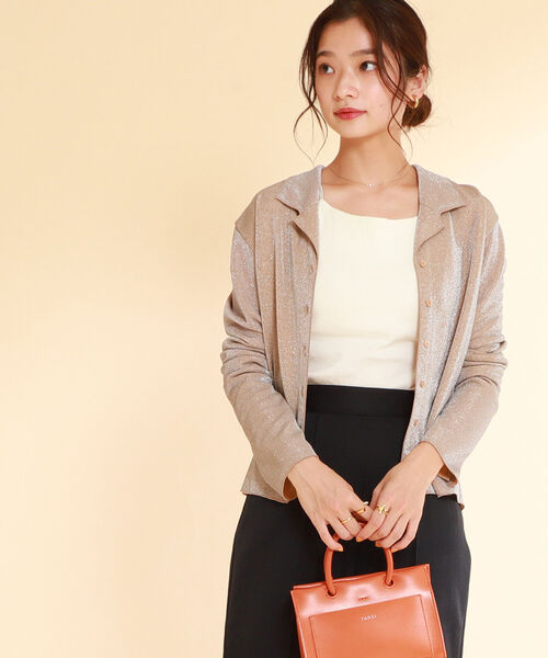 Ray BEAMS（レイビームス）の「Ray BEAMS / ラメ オープンカラー シャツ（シャツ/ブラウス・レディース・ベージュ/オレンジ・ONE SIZE）」の7枚目の写真