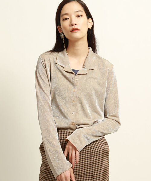 Ray BEAMS（レイビームス）の「Ray BEAMS / ラメ オープンカラー シャツ（シャツ/ブラウス・レディース・ベージュ/オレンジ・ONE SIZE）」の9枚目の写真