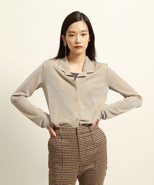 Ray BEAMS（レイビームス）の「Ray BEAMS / ラメ オープンカラー シャツ（シャツ/ブラウス・レディース・ベージュ/オレンジ・ONE SIZE）」の10枚目の写真