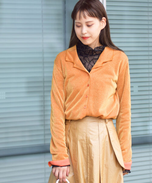 Ray BEAMS（レイビームス）の「Ray BEAMS / ラメ オープンカラー シャツ（シャツ/ブラウス・レディース・ベージュ/オレンジ・ONE SIZE）」の17枚目の写真