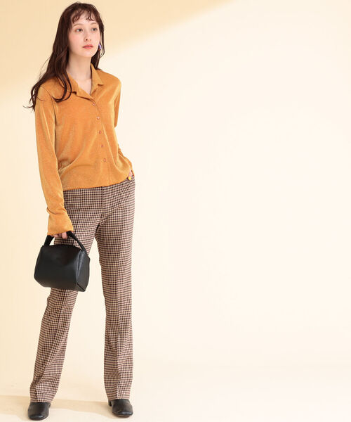 Ray BEAMS（レイビームス）の「Ray BEAMS / ラメ オープンカラー シャツ（シャツ/ブラウス・レディース・ベージュ/オレンジ・ONE SIZE）」の4枚目の写真