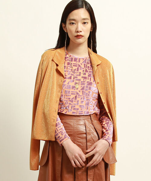 Ray BEAMS（レイビームス）の「Ray BEAMS / ラメ オープンカラー シャツ（シャツ/ブラウス・レディース・ベージュ/オレンジ・ONE SIZE）」の5枚目の写真