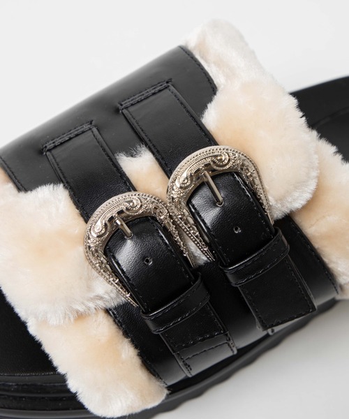 WEGO（ウィゴー）の「WEGO/ファーサンダル（サンダル・レディース・ブラック・MEDIUM/LARGE）」の4枚目の写真