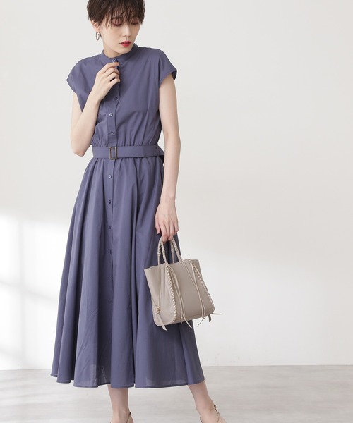 N.(N. Natural Beauty Basic)(エヌエヌナチュラルビューティーベーシック)の「バンドカラーブラウジングワンピース(ワンピース・レディース・グレー/ピンク/ブルー/ブルー系その他・SMALL/MEDIUM)」の3枚目の写真