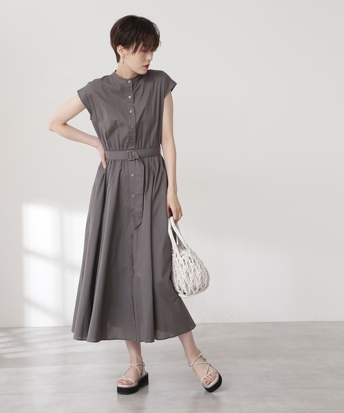 N.(N. Natural Beauty Basic)(エヌエヌナチュラルビューティーベーシック)の「バンドカラーブラウジングワンピース(ワンピース・レディース・グレー/ピンク/ブルー/ブルー系その他・SMALL/MEDIUM)」の5枚目の写真