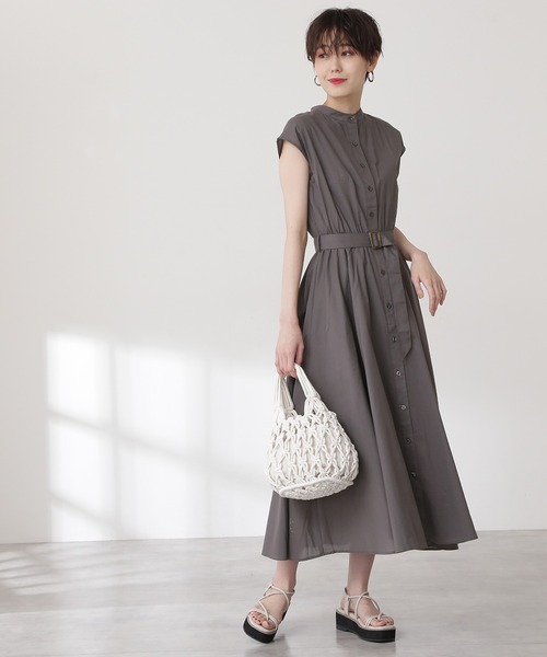 N.(N. Natural Beauty Basic)(エヌエヌナチュラルビューティーベーシック)の「バンドカラーブラウジングワンピース(ワンピース・レディース・グレー/ピンク/ブルー/ブルー系その他・SMALL/MEDIUM)」の6枚目の写真