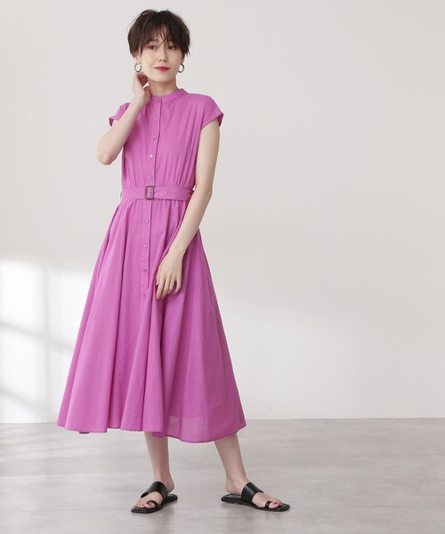 N.(N. Natural Beauty Basic)(エヌエヌナチュラルビューティーベーシック)の「バンドカラーブラウジングワンピース(ワンピース・レディース・グレー/ピンク/ブルー/ブルー系その他・SMALL/MEDIUM)」の9枚目の写真