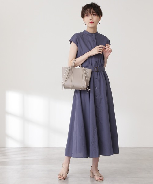 N.(N. Natural Beauty Basic)(エヌエヌナチュラルビューティーベーシック)の「バンドカラーブラウジングワンピース(ワンピース・レディース・グレー/ピンク/ブルー/ブルー系その他・SMALL/MEDIUM)」の7枚目の写真