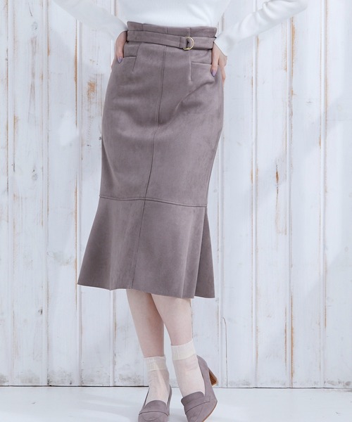 12Twelve Agenda（トゥエルブ　アジェンダ）の「フェイクスエードベルト付マーメイドスカート（スカート・レディース・ピンク/ブルー/グレイッシュベージュ/イエロー/ブラウン・S/M）」の2枚目の写真