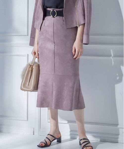 12Twelve Agenda（トゥエルブ　アジェンダ）の「フェイクスエードベルト付マーメイドスカート（スカート・レディース・ピンク/ブルー/グレイッシュベージュ/イエロー/ブラウン・S/M）」の5枚目の写真