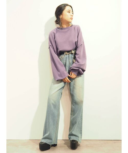 EVRIS（エヴリス）の「SIMPLE WIDE デニムパンツ（デニムパンツ・レディース・ベージュ/ライトブルー/カーキ・MEDIUM/SMALL）」の10枚目の写真