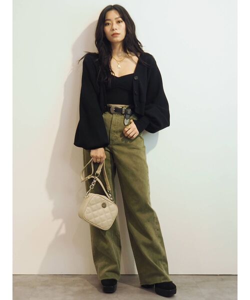 EVRIS（エヴリス）の「SIMPLE WIDE デニムパンツ（デニムパンツ・レディース・ベージュ/ライトブルー/カーキ・MEDIUM/SMALL）」の11枚目の写真