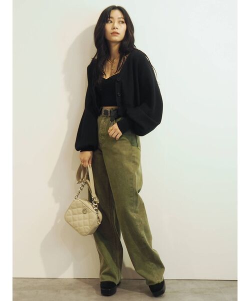 EVRIS（エヴリス）の「SIMPLE WIDE デニムパンツ（デニムパンツ・レディース・ベージュ/ライトブルー/カーキ・MEDIUM/SMALL）」の13枚目の写真