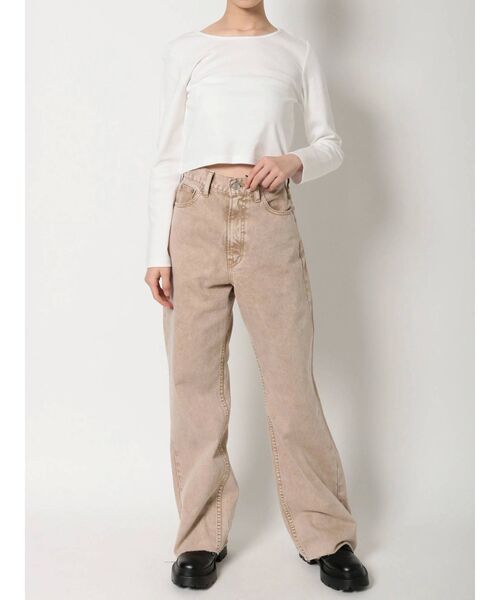 EVRIS（エヴリス）の「SIMPLE WIDE デニムパンツ（デニムパンツ・レディース・ベージュ/ライトブルー/カーキ・MEDIUM/SMALL）」の21枚目の写真