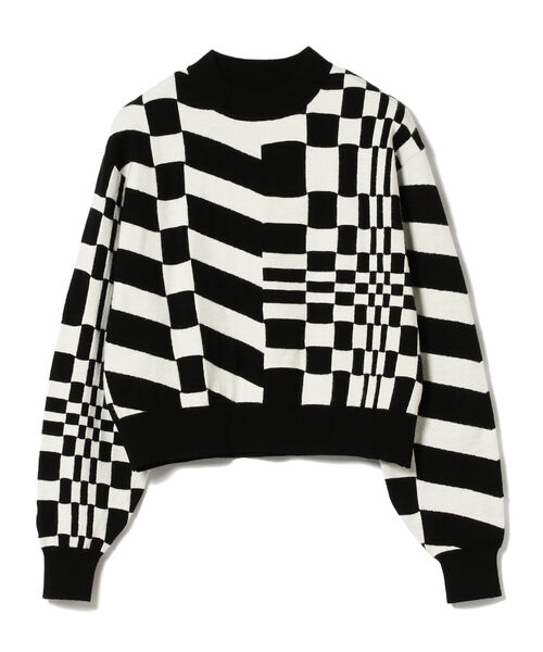 Ray BEAMS（レイビームス）の「Ray BEAMS / ジオメトリック ハイネック ニット（ニット/セーター・レディース・ブラック/グリーン・ONE SIZE）」の7枚目の写真