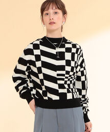 Ray BEAMS | Ray BEAMS / ジオメトリック ハイネック ニット(ニット/セーター)