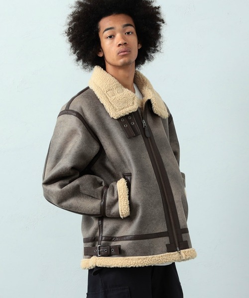 ※ALPHA（アルファ）の「B-3ブルゾン/ボアブルゾン/フェイクムートン【旧モデル】（ムートンコート・メンズ・ブラック/ブラウン/ブラウン系その他・SMALL/MEDIUM/LARGE/X-LARGE）」の11枚目の写真