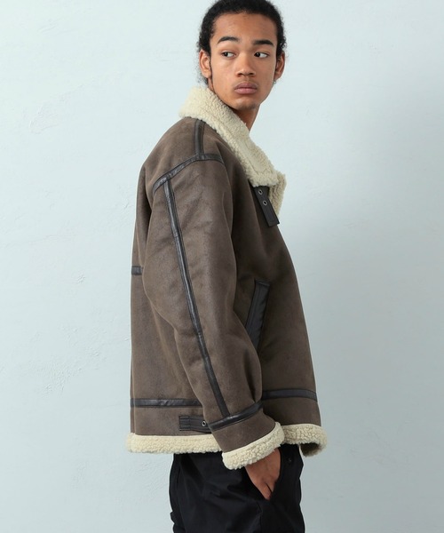 ※ALPHA（アルファ）の「B-3ブルゾン/ボアブルゾン/フェイクムートン【旧モデル】（ムートンコート・メンズ・ブラック/ブラウン/ブラウン系その他・SMALL/MEDIUM/LARGE/X-LARGE）」の12枚目の写真