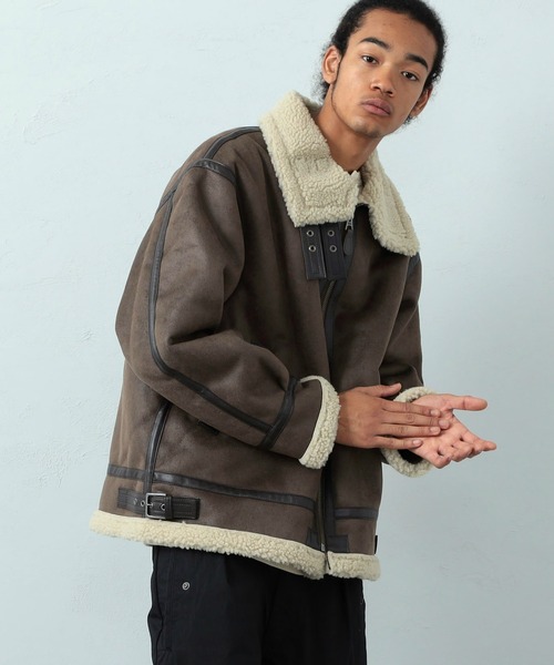 ※ALPHA（アルファ）の「B-3ブルゾン/ボアブルゾン/フェイクムートン【旧モデル】（ムートンコート・メンズ・ブラック/ブラウン/ブラウン系その他・SMALL/MEDIUM/LARGE/X-LARGE）」の10枚目の写真