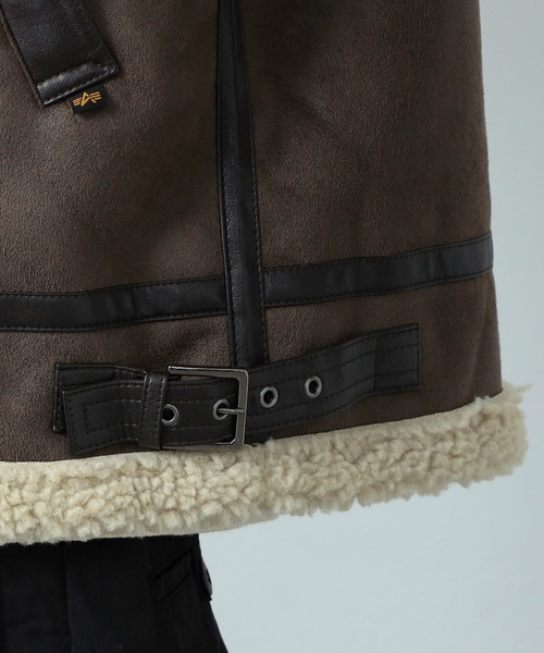 ※ALPHA（アルファ）の「B-3ブルゾン/ボアブルゾン/フェイクムートン【旧モデル】（ムートンコート・メンズ・ブラック/ブラウン/ブラウン系その他・SMALL/MEDIUM/LARGE/X-LARGE）」の16枚目の写真