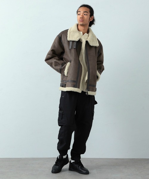 ※ALPHA（アルファ）の「B-3ブルゾン/ボアブルゾン/フェイクムートン【旧モデル】（ムートンコート・メンズ・ブラック/ブラウン/ブラウン系その他・SMALL/MEDIUM/LARGE/X-LARGE）」の22枚目の写真