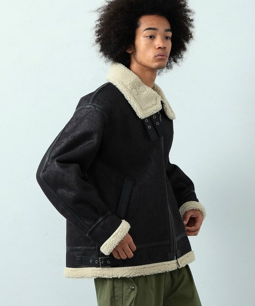 ※ALPHA（アルファ）の「B-3ブルゾン/ボアブルゾン/フェイクムートン【旧モデル】（ムートンコート・メンズ・ブラック/ブラウン/ブラウン系その他・SMALL/MEDIUM/LARGE/X-LARGE）」の18枚目の写真