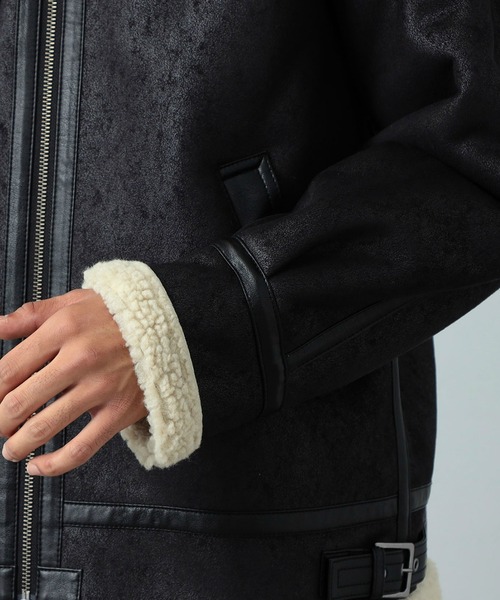 ※ALPHA（アルファ）の「B-3ブルゾン/ボアブルゾン/フェイクムートン【旧モデル】（ムートンコート・メンズ・ブラック/ブラウン/ブラウン系その他・SMALL/MEDIUM/LARGE/X-LARGE）」の14枚目の写真