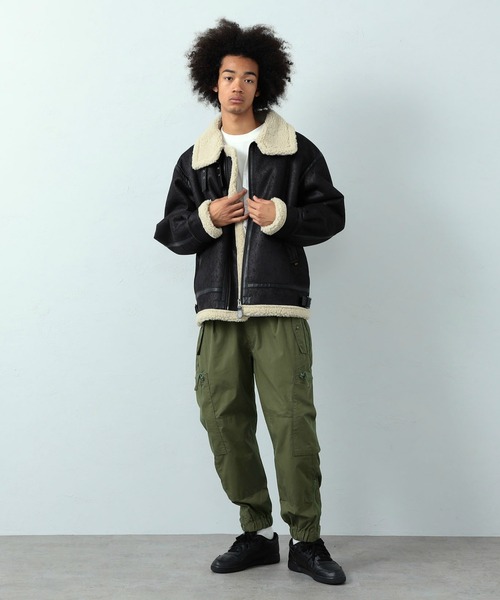 ※ALPHA（アルファ）の「B-3ブルゾン/ボアブルゾン/フェイクムートン【旧モデル】（ムートンコート・メンズ・ブラック/ブラウン/ブラウン系その他・SMALL/MEDIUM/LARGE/X-LARGE）」の15枚目の写真