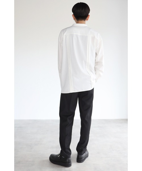 CREARE -LINO-(クレアーレリノ)の「とろみ レイヤード風 バンドーカラーシャツ(シャツ/ブラウス・メンズ・ホワイト/ブラック/ダークブラウン・M/L)」の13枚目の写真
