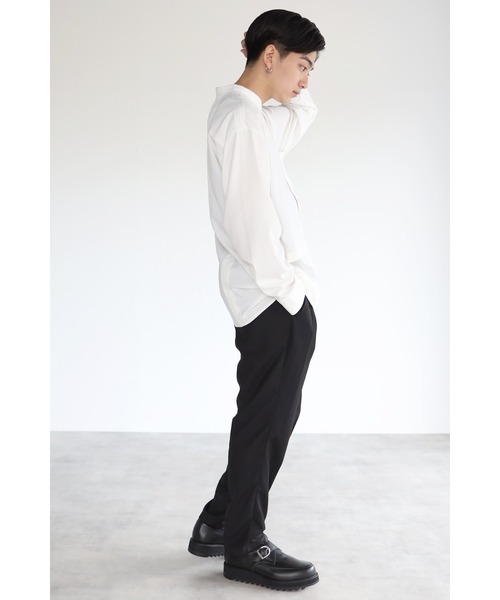 CREARE -LINO-(クレアーレリノ)の「とろみ レイヤード風 バンドーカラーシャツ(シャツ/ブラウス・メンズ・ホワイト/ブラック/ダークブラウン・M/L)」の14枚目の写真