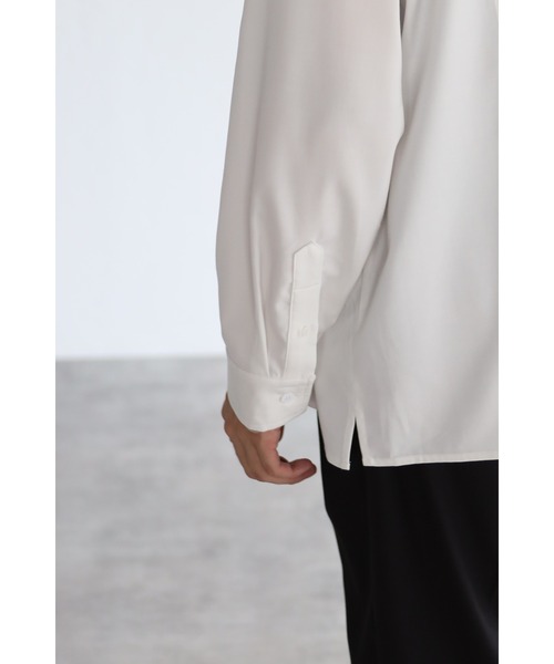 CREARE -LINO-(クレアーレリノ)の「とろみ レイヤード風 バンドーカラーシャツ(シャツ/ブラウス・メンズ・ホワイト/ブラック/ダークブラウン・M/L)」の10枚目の写真
