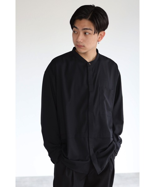 CREARE -LINO-(クレアーレリノ)の「とろみ レイヤード風 バンドーカラーシャツ(シャツ/ブラウス・メンズ・ホワイト/ブラック/ダークブラウン・M/L)」の15枚目の写真