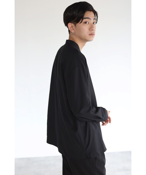 CREARE -LINO-(クレアーレリノ)の「とろみ レイヤード風 バンドーカラーシャツ(シャツ/ブラウス・メンズ・ホワイト/ブラック/ダークブラウン・M/L)」の18枚目の写真