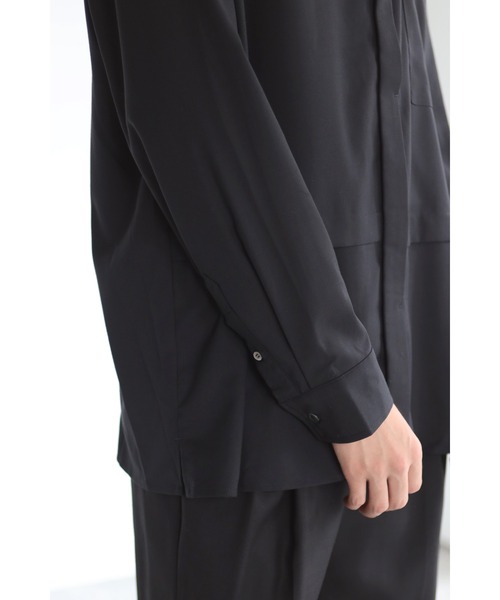 CREARE -LINO-(クレアーレリノ)の「とろみ レイヤード風 バンドーカラーシャツ(シャツ/ブラウス・メンズ・ホワイト/ブラック/ダークブラウン・M/L)」の21枚目の写真