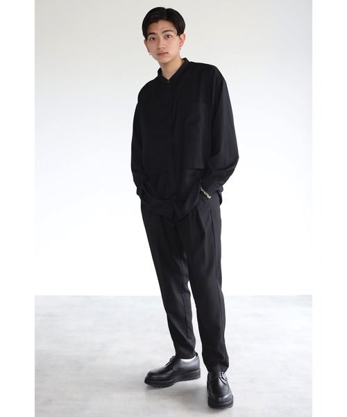 CREARE -LINO-(クレアーレリノ)の「とろみ レイヤード風 バンドーカラーシャツ(シャツ/ブラウス・メンズ・ホワイト/ブラック/ダークブラウン・M/L)」の22枚目の写真