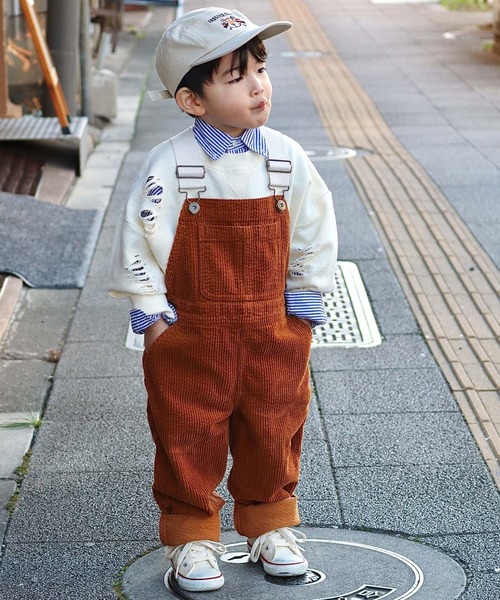 CIAOPANIC TYPY(チャオパニックティピー)の「【KIDS】コーデュロイワイドサロペット(サロペット/オーバーオール・キッズ・カーキ/アイボリー/キャメル・MEDIUM/SMALL/X-LARGE/LARGE/XX-LARGE)」の3枚目の写真