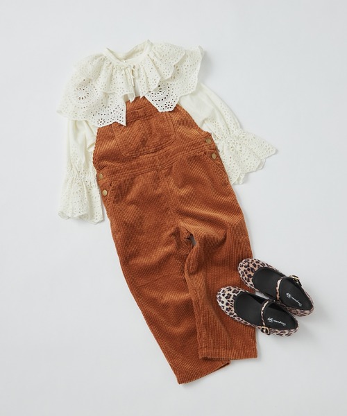 CIAOPANIC TYPY(チャオパニックティピー)の「【KIDS】コーデュロイワイドサロペット(サロペット/オーバーオール・キッズ・カーキ/アイボリー/キャメル・MEDIUM/SMALL/X-LARGE/LARGE/XX-LARGE)」の4枚目の写真