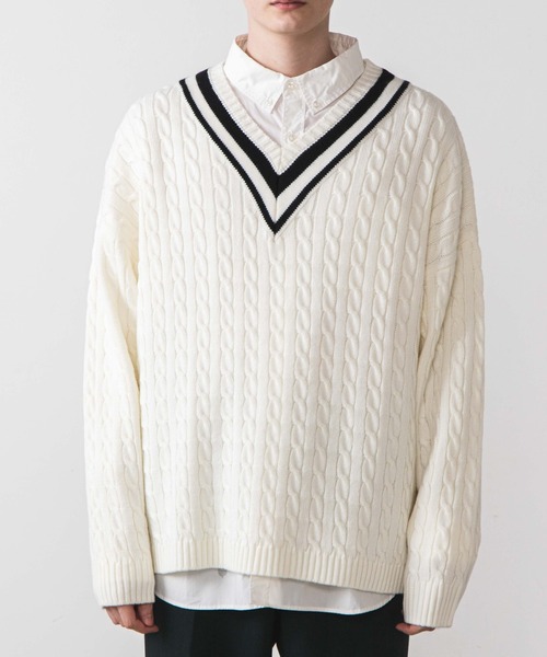 WEGO（ウィゴー）の「WEGO/ケーブルチルデンセーター（ニット/セーター・メンズ・ホワイト/ブラック/ベージュ/ブルー系その他・MEDIUM/LARGE）」の17枚目の写真