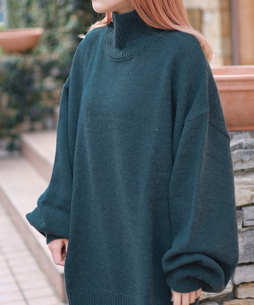 Bling Leads(ブリングリーズ)の「5ゲージ オーバーサイズハイネックニット(ニット/セーター・レディース・ブラック/ブラウン/グリーン/ベージュ・LARGE/MEDIUM/X-LARGE/SMALL)」の15枚目の写真